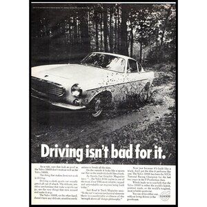 1968 Volvo 1800S 2 Door Coupe Vintage Print Ad Muddy Off Road Man Cave Wall Art